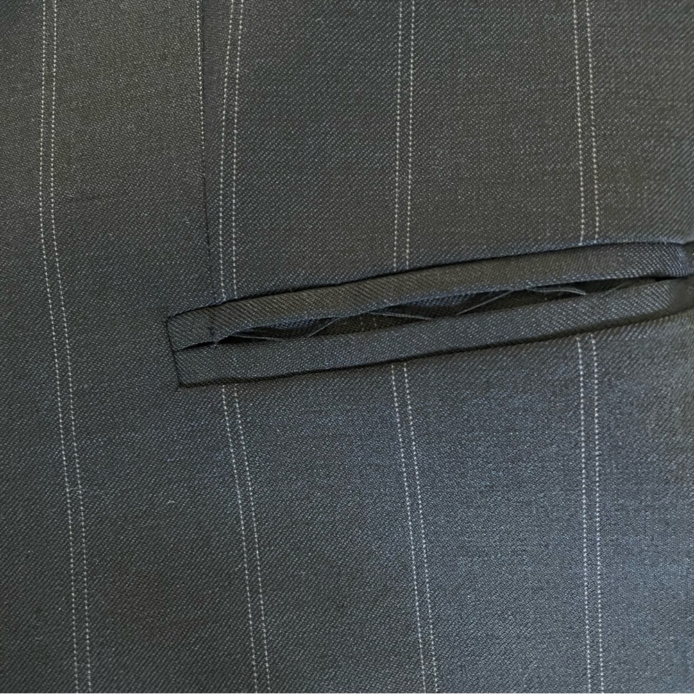 ANTONIO MELANI Navy Blue pin stripe long Blazer single breasted wool Sz: 8 NWOT - Picture 7 of 10